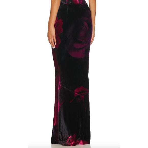 retrofête Freyja Velvet Silk Maxi Skirt Acid Roses Medium NEW NWT! - Picture 5 of 10
